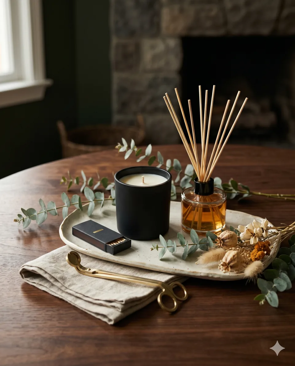 Home Scent Atelier styled tabletop scene